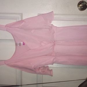 pink plus size off the shoulder dress with straps